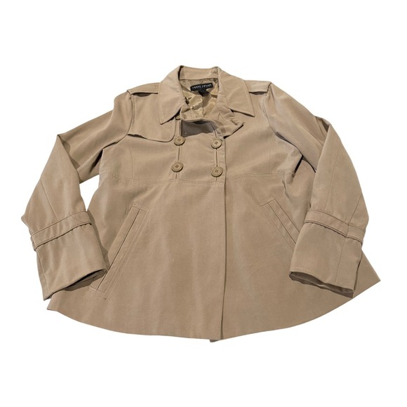 Larry Levine Jackets & Blazers - Larry Levine Stretch Tan Khaki Double Breasted Swing Trench Jacket Womens 12